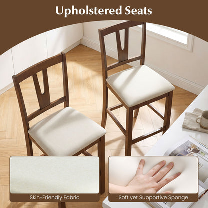 Counter Height Bar Stools with Contoured V-Back-Set of 2, Walnut Bar Stools at Gallery Canada