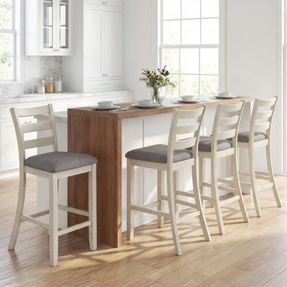 Counter Height Chairs, Fabric Seat, Rubber Wood Legs, Beige Bar Stools at Gallery Canada