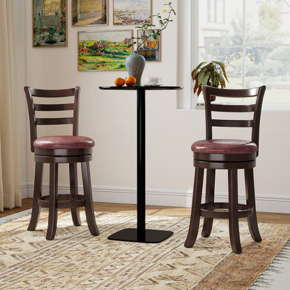 Counter Height Swivel Barstools Set of 2 with Faux Leather Seat and Wrap-around Footrest-24 Bar Stools at Gallery Canada