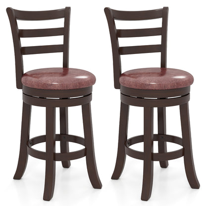 Counter Height Swivel Barstools Set of 2 with Faux Leather Seat and Wrap-around Footrest-24 Bar Stools Options at Gallery Canada