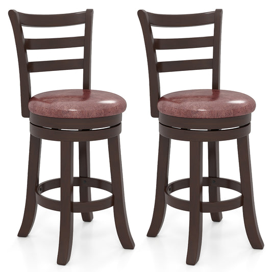 Counter Height Swivel Barstools Set of 2 with Faux Leather Seat and Wrap-around Footrest-24 Bar Stools Options at Gallery Canada