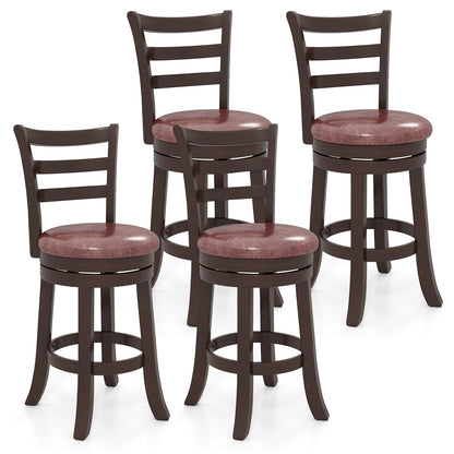 Counter Height Swivel Barstools Set of 2 with Faux Leather Seat and Wrap-around Footrest-24 Bar Stools at Gallery Canada