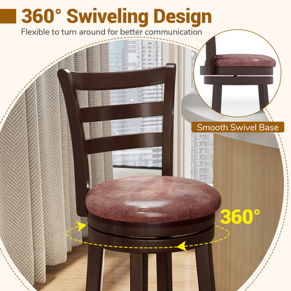 Counter Height Swivel Barstools Set of 2 with Faux Leather Seat and Wrap-around Footrest-24 Bar Stools at Gallery Canada