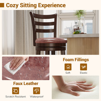 Counter Height Swivel Barstools Set of 2 with Faux Leather Seat and Wrap-around Footrest-24 Bar Stools at Gallery Canada