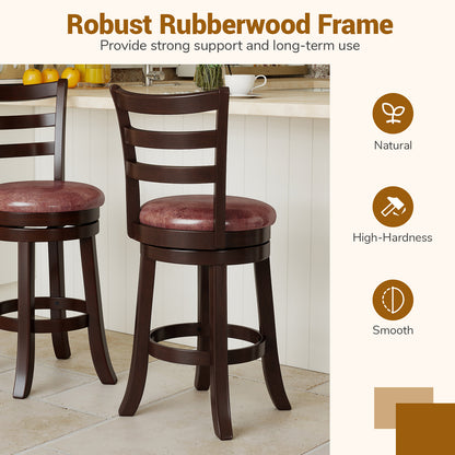 Counter Height Swivel Barstools Set of 2 with Faux Leather Seat and Wrap-around Footrest-24 Bar Stools at Gallery Canada