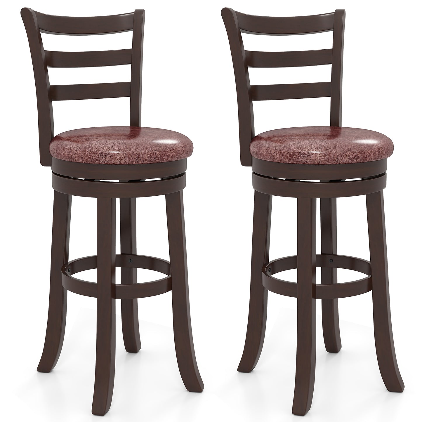 Counter Height Swivel Barstools Set of 2 with Faux Leather Seat and Wrap-around Footrest-29 Bar Stools at Gallery Canada