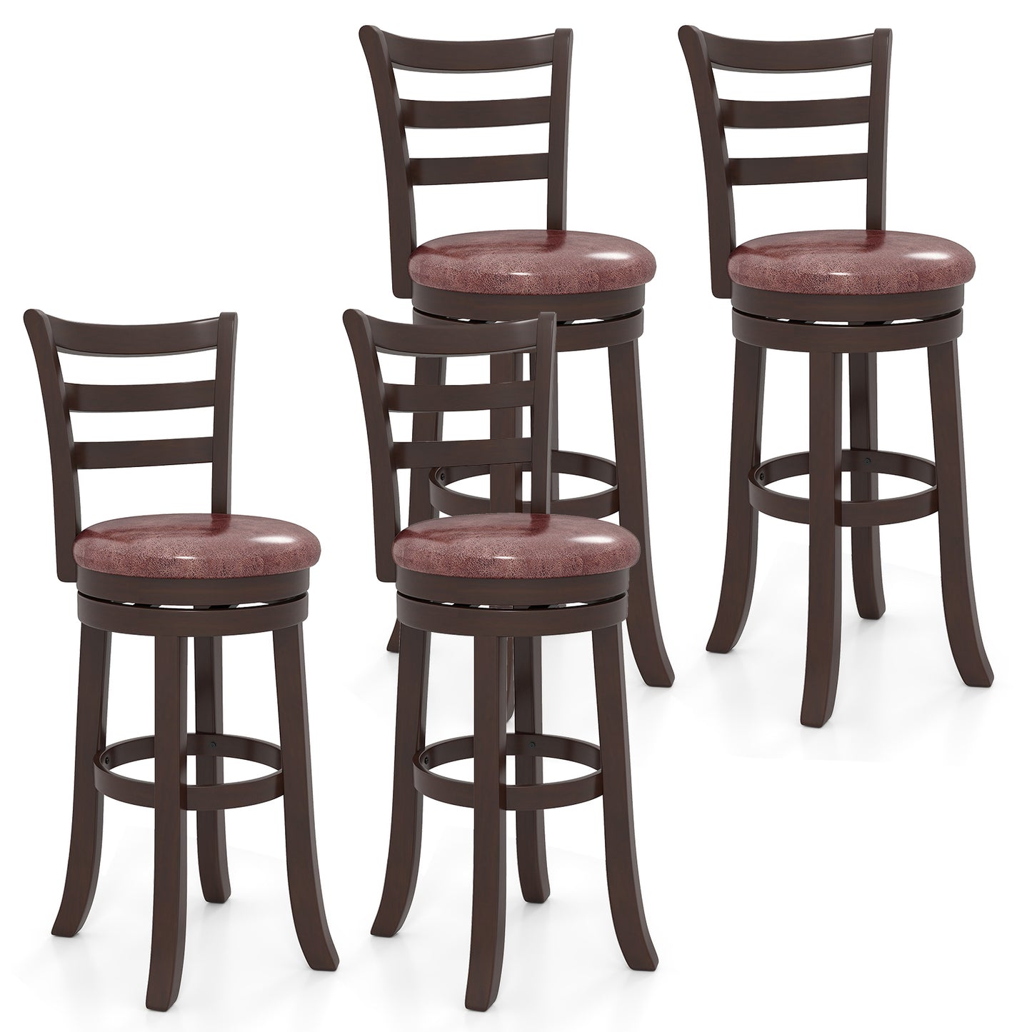 Counter Height Swivel Barstools Set of 2 with Faux Leather Seat and Wrap-around Footrest-29 Bar Stools at Gallery Canada