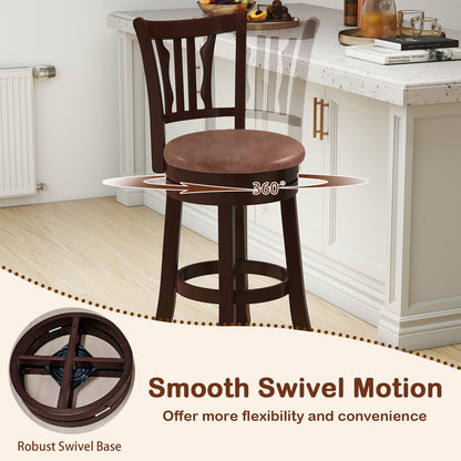 Counter Height Swivel Bar Stools Set of 2 with Back and Solid Rubber Frame-24 Bar Stools at Gallery Canada