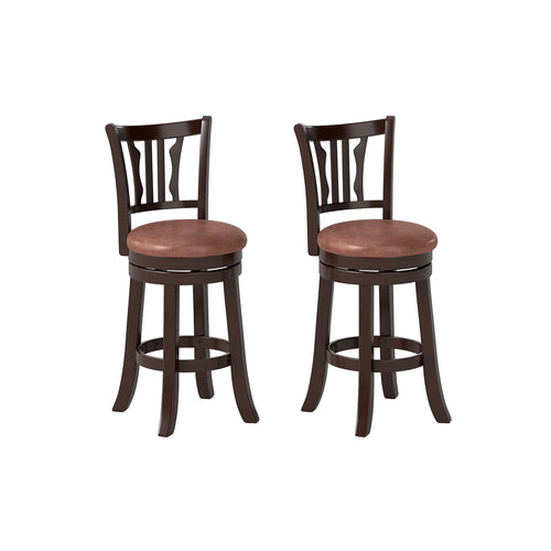 Counter Height Swivel Bar Stools Set Of 2, With Back, Solid Rubber Frame, 24