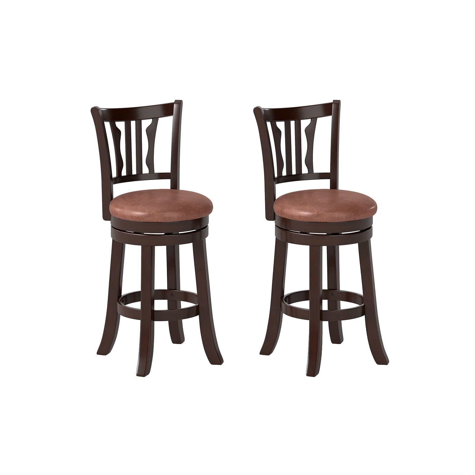 Counter Height Swivel Bar Stools Set of 2 with Back and Solid Rubber Frame-24 Bar Stools at Gallery Canada