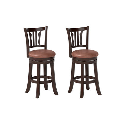 Counter Height Swivel Bar Stools Set of 2 with Back and Solid Rubber Frame-24 Bar Stools at Gallery Canada
