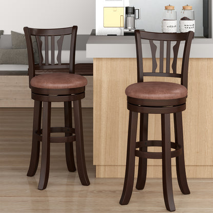 Counter Height Swivel Bar Stools Set of 2 with Back and Solid Rubber Frame-29 Bar Stools at Gallery Canada