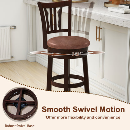 Counter Height Swivel Bar Stools Set of 2 with Back and Solid Rubber Frame-29 Bar Stools at Gallery Canada