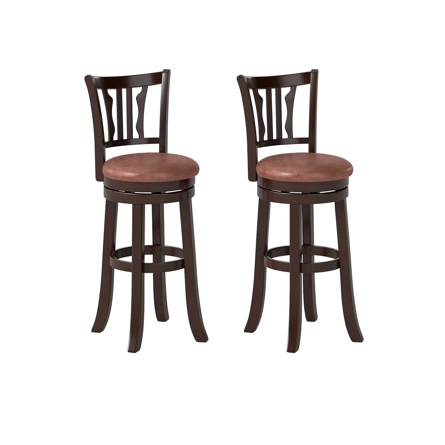 Counter Height Swivel Bar Stools Set of 2 with Back and Solid Rubber Frame-29 Bar Stools at Gallery Canada