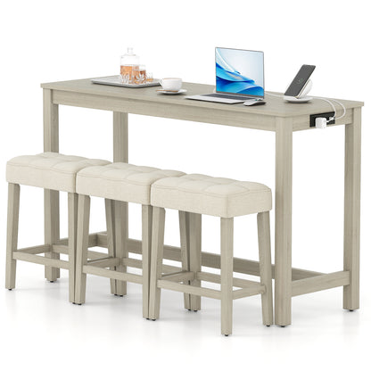 Counter Height Table with 3 Stools and 4-Piece Breakfast Nook Bar Set-GR, Gray Patio Bar Furniture at Gallery Canada