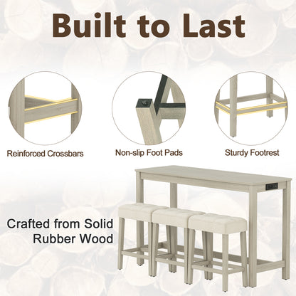 Counter Height Table with 3 Stools and 4-Piece Breakfast Nook Bar Set-GR, Gray Patio Bar Furniture at Gallery Canada