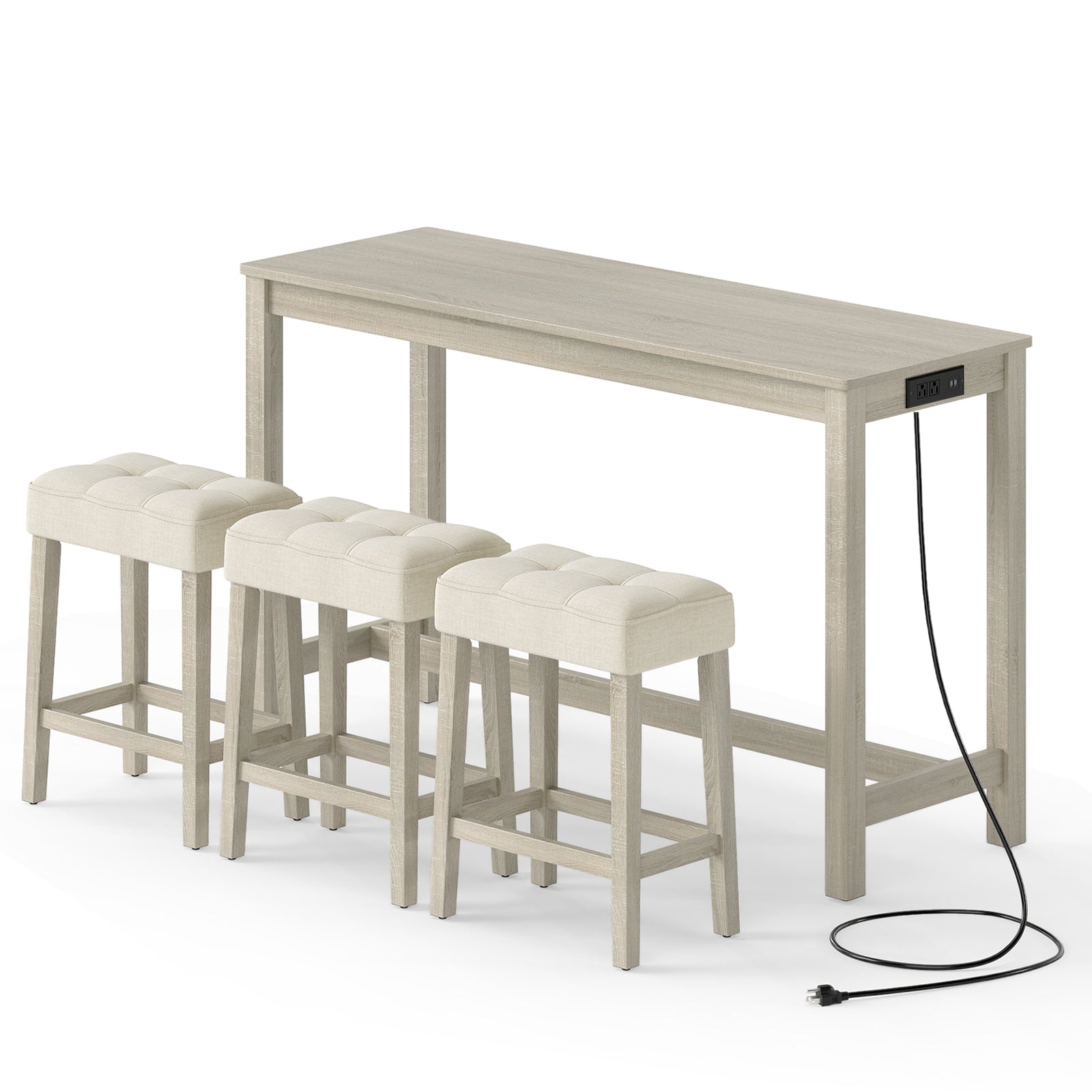 Counter Height Table with 3 Stools and 4-Piece Breakfast Nook Bar Set-GR, Gray Patio Bar Furniture at Gallery Canada