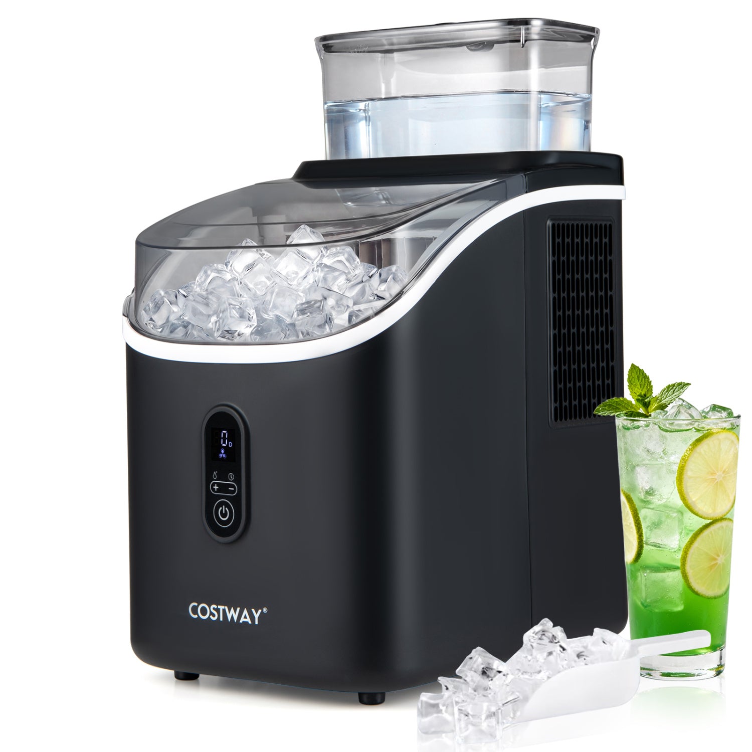 Countertop Ice Maker with External Tank and Self-Cleaning 13 Thickness Levels, Black Ice Makers at Gallery Canada