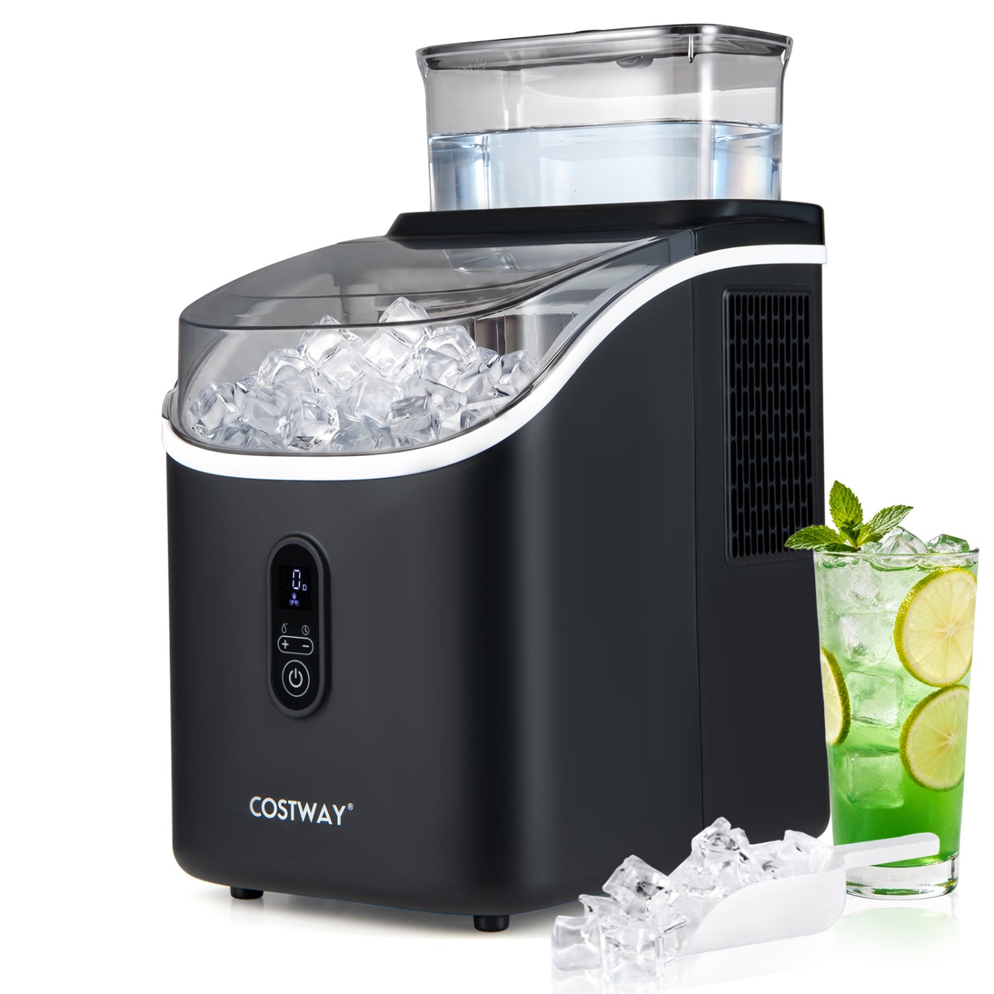 Countertop Ice Maker with External Tank and Self-Cleaning 13 Thickness Levels, Black Ice Makers at Gallery Canada