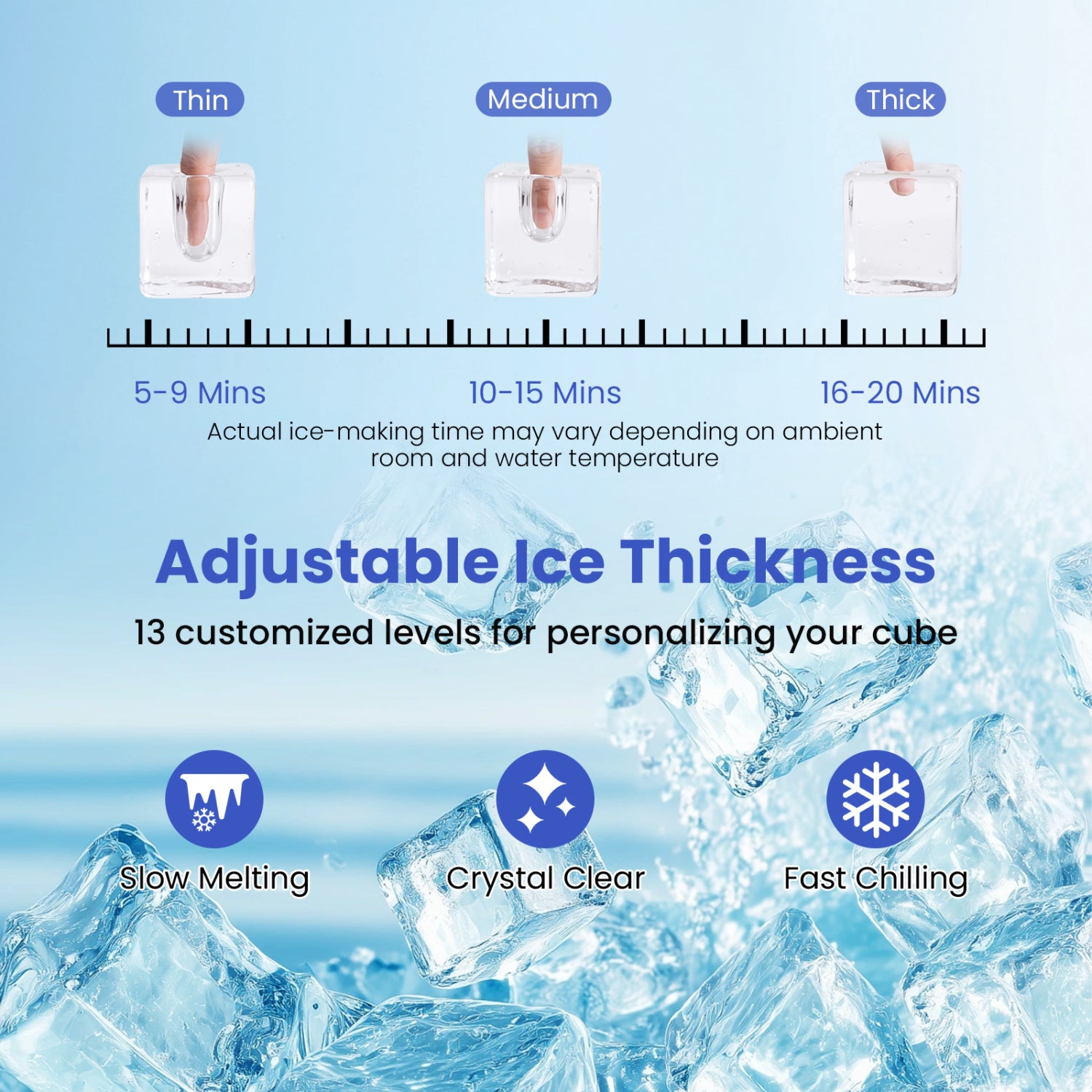 Countertop Ice Maker with External Tank and Self-Cleaning 13 Thickness Levels, Black Ice Makers at Gallery Canada