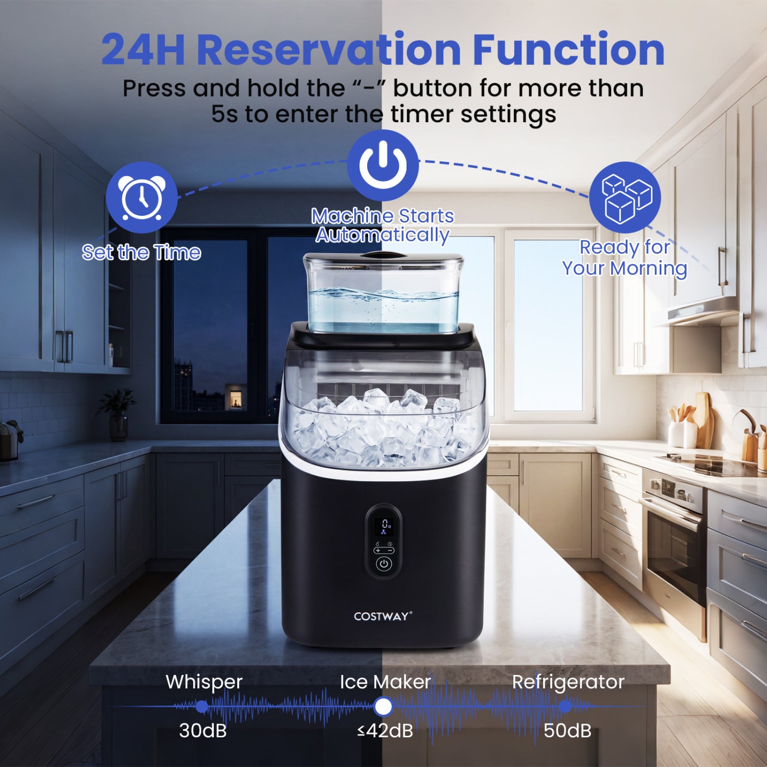 Countertop Ice Maker with External Tank and Self-Cleaning 13 Thickness Levels, Black Ice Makers at Gallery Canada