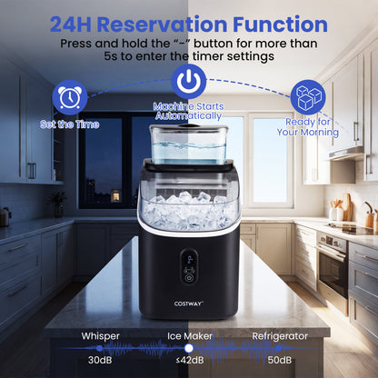 Countertop Ice Maker with External Tank and Self-Cleaning 13 Thickness Levels, Black Ice Makers at Gallery Canada
