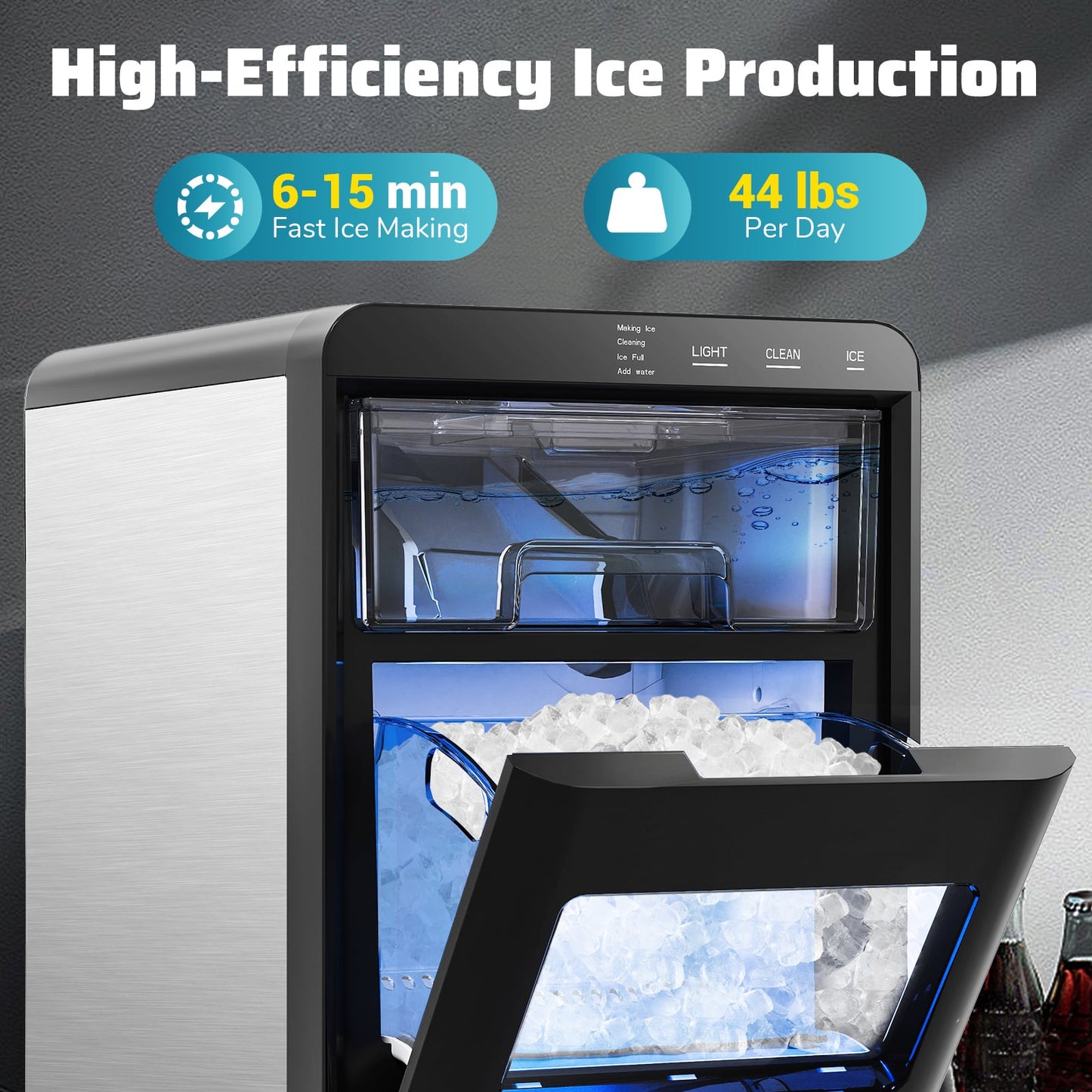 Countertop Nugget Ice Maker and Powerful Fruit Vegetable Juicer Combo for Refreshing Beverages
