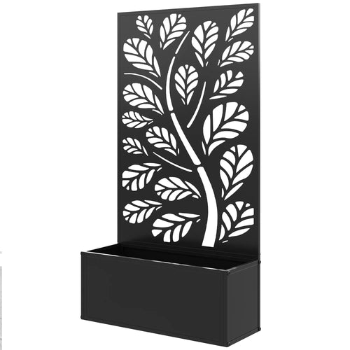 Metal Raised Garden Bed With Privacy Panel, Outdoor Planter Box