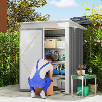 Outdoor Storage Shed, Steel Lean-To, Adjustable Shelf, 5'x3'x6', Grey Sheds at Gallery Canada