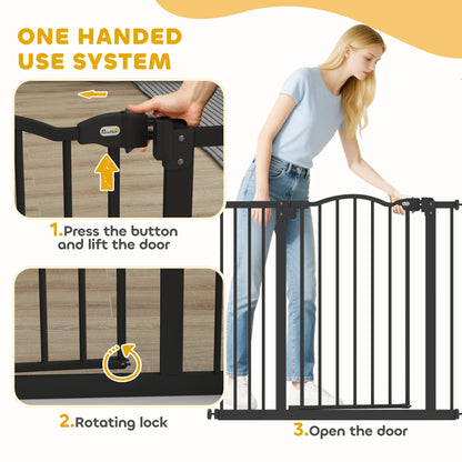 Extra Tall Dog Gate With Door, Pressure Fit, Auto Close, 29"-37", Black Dog Cages & Crates at Gallery Canada