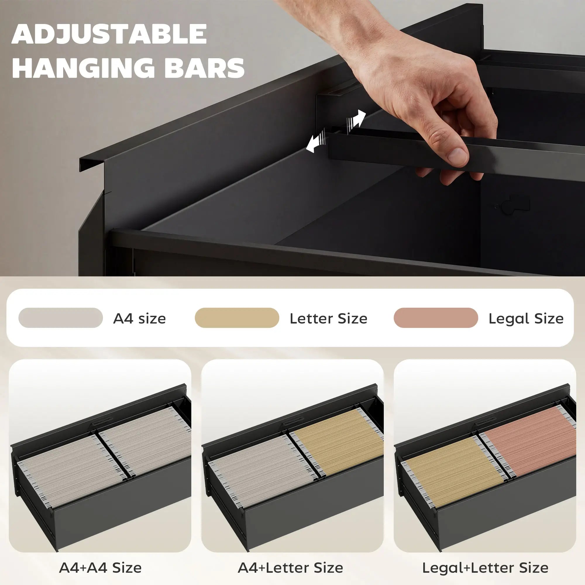 2 Drawer Lateral Filing Cabinet, Lockable Steel, A4 Letter Legal Size, Black Office Cabinets & Cupboards at Gallery Canada