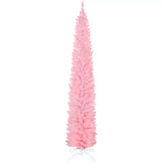 9ft Christmas Tree, Colorful DIY Synchronized LEDs, Hinged Pencil, White, White Pencil Christmas Trees White at Gallery Canada