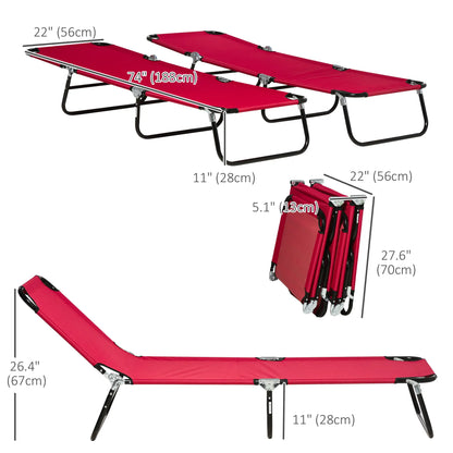 Set of 2 Folding Outdoor Lounge Chairs, Reclining Breathable Mesh, Red Lounger Chairs at Gallery Canada