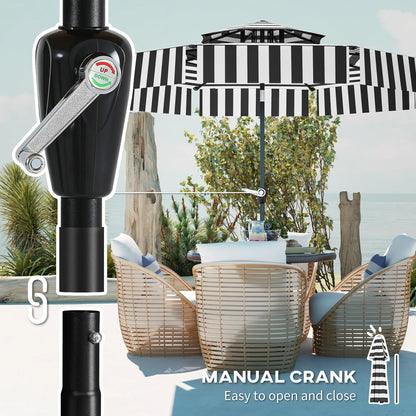 8.6 ft Patio Umbrella, UPF 30+, Crank, Tilt, 8 Ribs, Black Sun Umbrellas at Gallery Canada