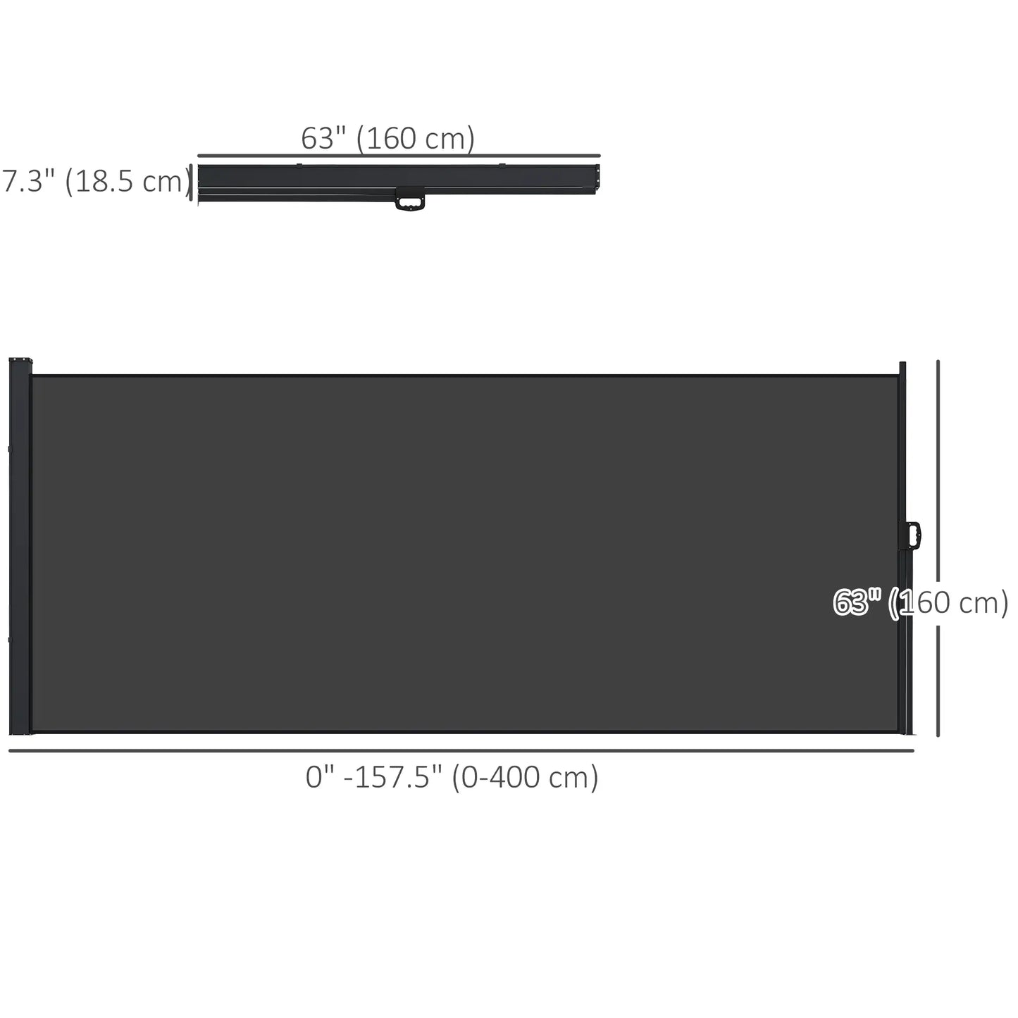 13' x 5' Retractable Side Awning, Outdoor Privacy Screen, Black Retractable Side Awning at Gallery Canada