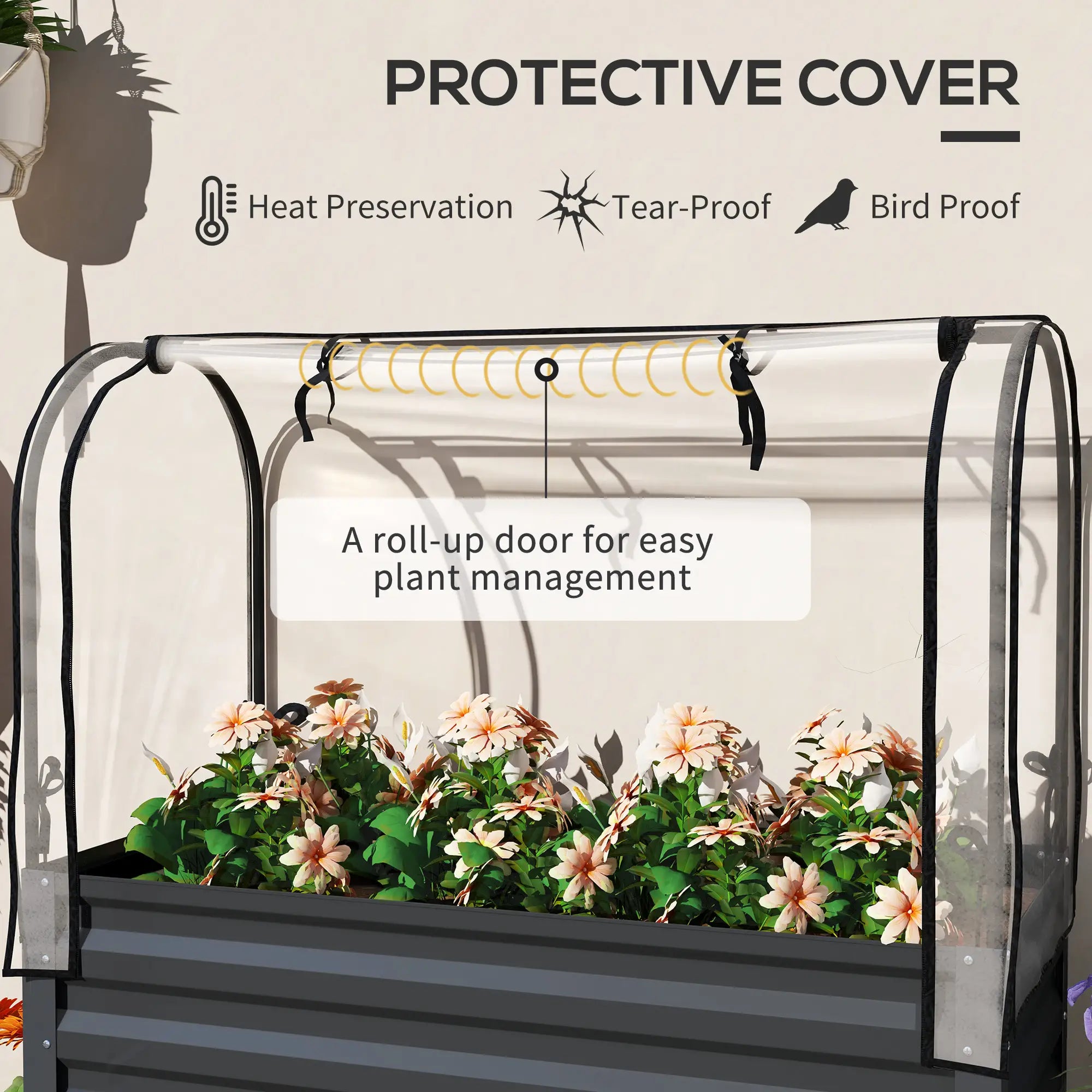 Metal Raised Garden Bed With Cover, With Bottom Shelf And Liner, Dark Grey Elevated Garden Beds at Gallery Canada