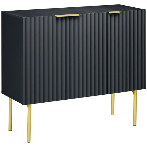 Modern Storage Cabinet, Sideboard Buffet, Gold Legs, Black