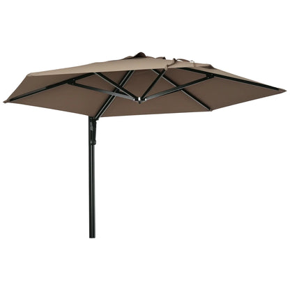 8 ft Wall Mounted Umbrella, 180° Rotatable Canopy, Khaki Sun Umbrellas at Gallery Canada