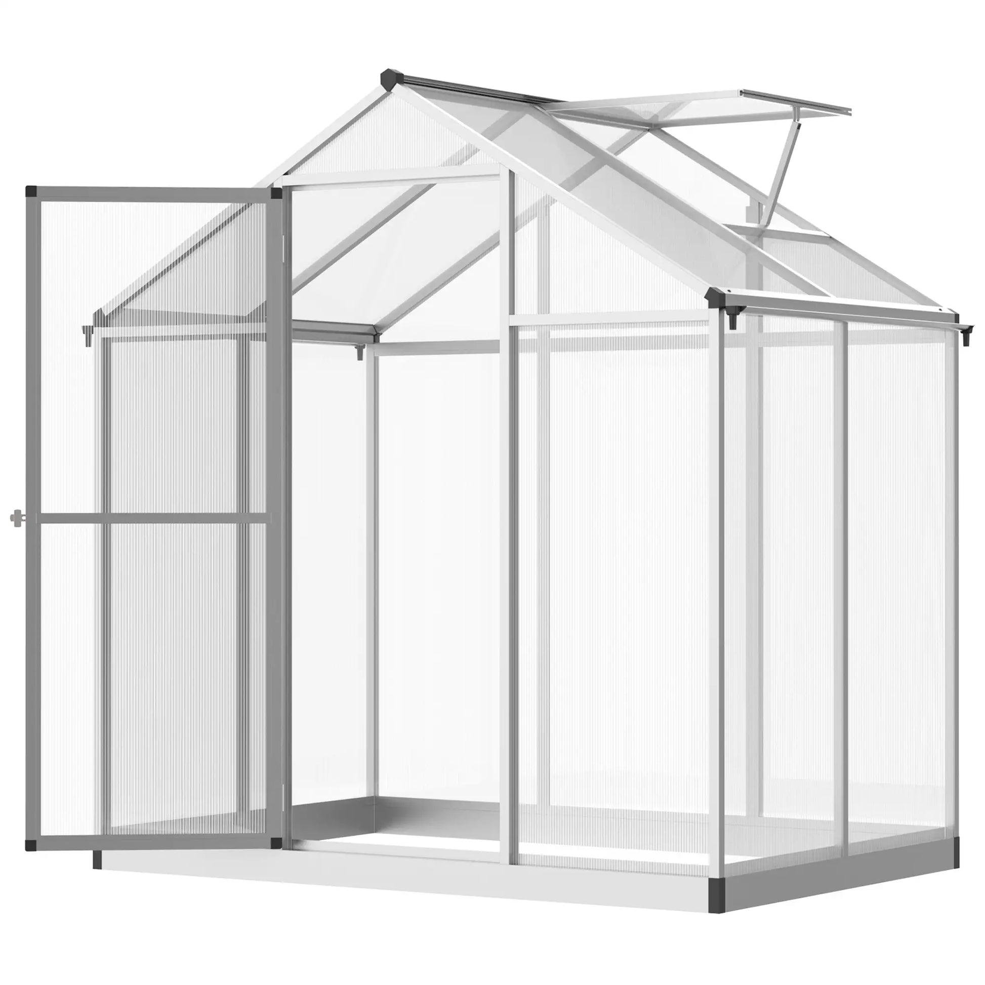 4' x 6.2' x 6.4' Walk-In Greenhouse, Polycarbonate Panels, Aluminum Frame Walk In Greenhouses Transparent Sheets, Silver Frame at Gallery Canada