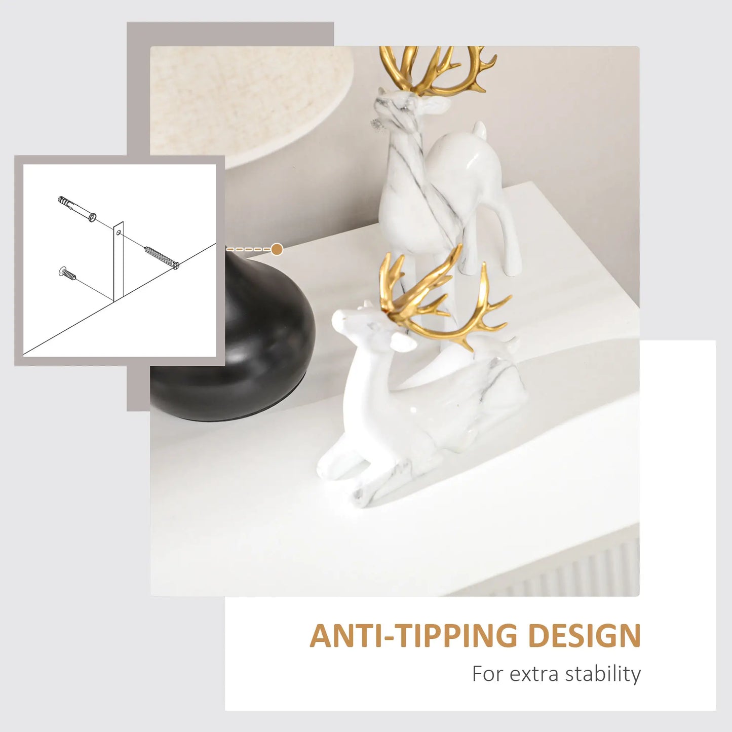 3-Drawer Storage Cabinet, Metal Legs, 19.7"x15.7"x24.8", White Storage Cabinets at Gallery Canada