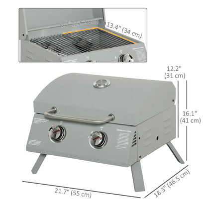 Portable Tabletop Propane Gas Grill, 2 Burner, Foldable Legs, Silver Propane Gas Grills at Gallery Canada