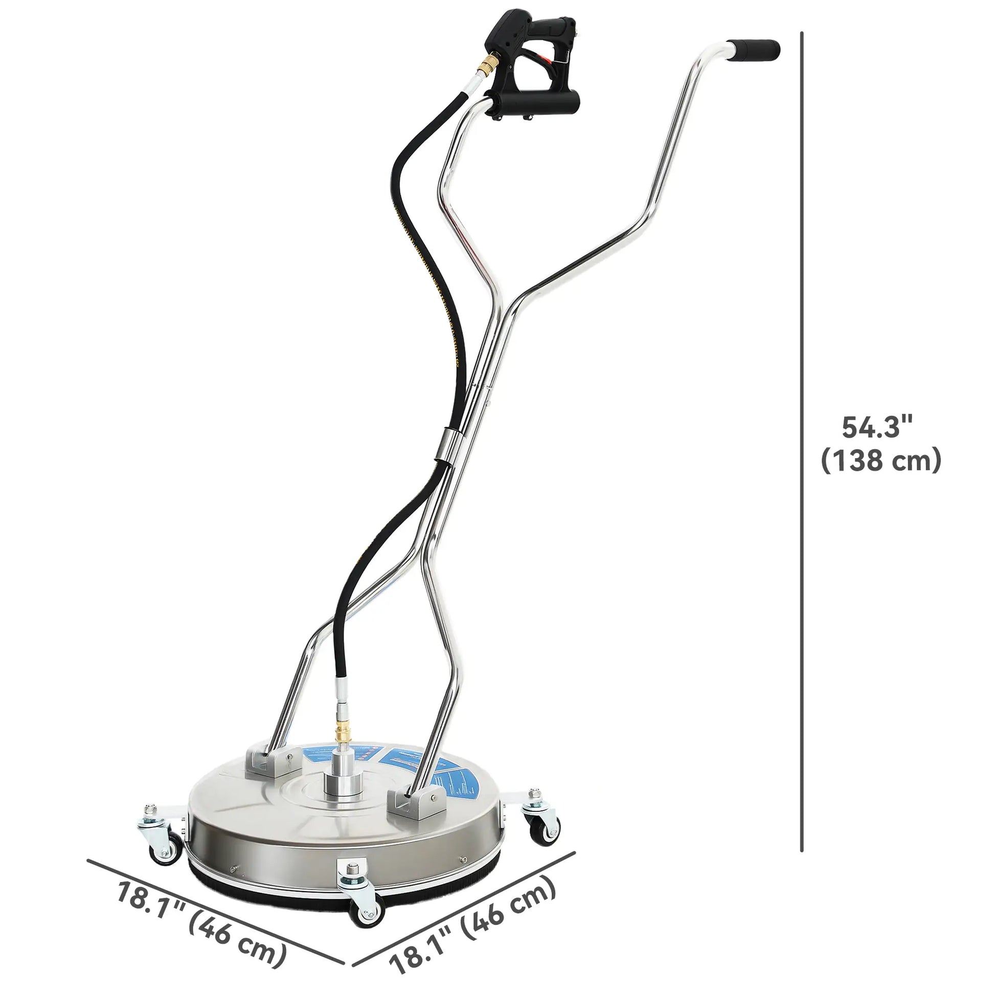 18" Pressure Washer Surface Cleaner, 4 Wheels, Stainless Steel, 1/4" Quick Connector, 2 Handles, 3600 PSI, Silver Garden Accessories at Gallery Canada