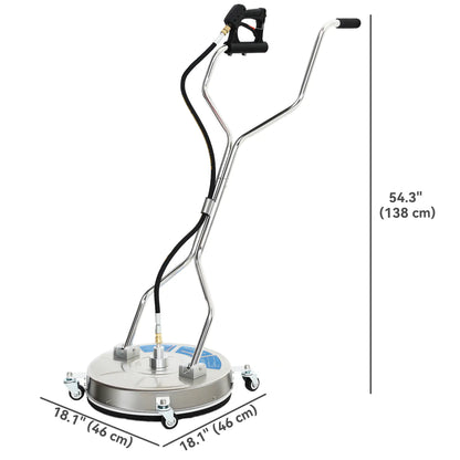 18" Pressure Washer Surface Cleaner, 4 Wheels, Stainless Steel, 1/4" Quick Connector, 2 Handles, 3600 PSI, Silver Garden Accessories at Gallery Canada