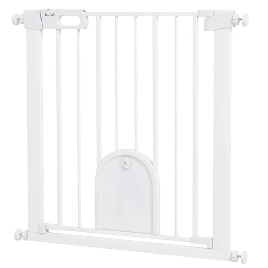 30"-32" Extra Wide Pet Gate Barrier with Small Door, White - Gallery Canada