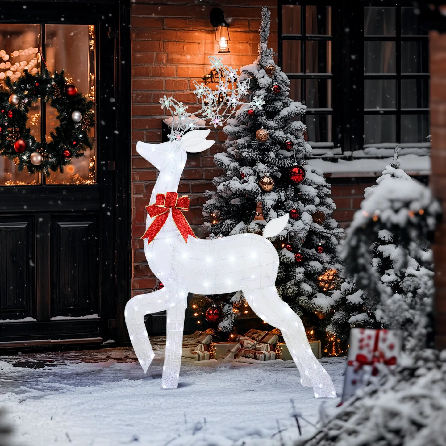 4.3FT Lighted Christmas Reindeer, RGB and Warm White LEDs, IP44 Waterproof, RGB and Warm White Christmas Decorations at Gallery Canada