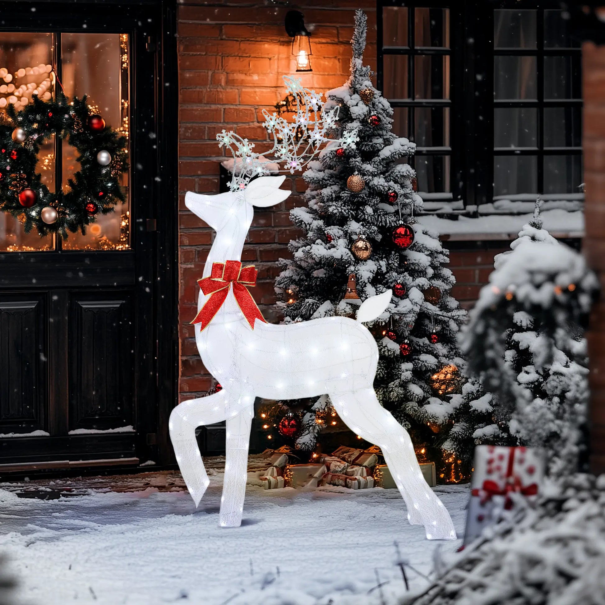4.3FT Lighted Christmas Reindeer, RGB and Warm White LEDs, IP44 Waterproof, RGB and Warm White Christmas Decorations at Gallery Canada