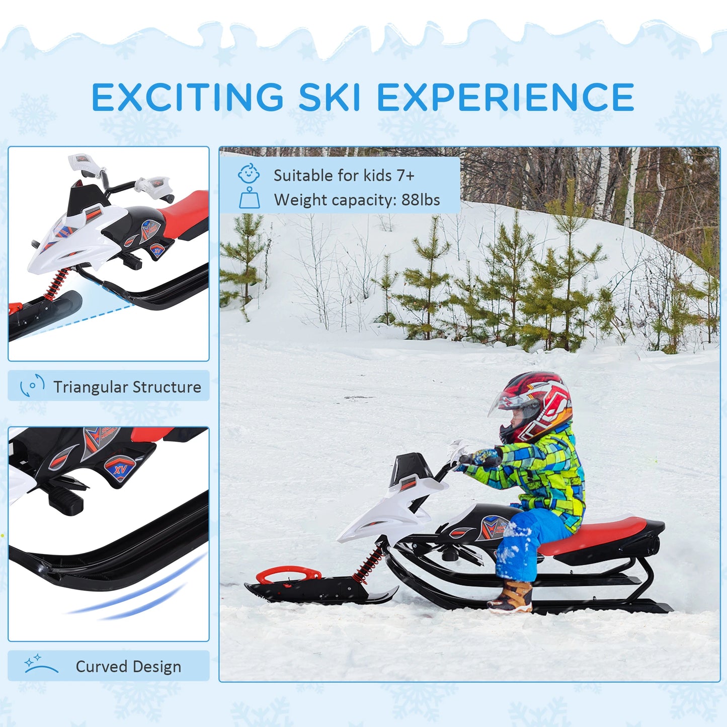 Kids Snow Racer Sled, Padded Rubber Seat, Wind Shield Handle, Anti-Slip Pedal Snow Scooters at Gallery Canada
