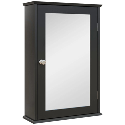 Wall Mounted Bathroom Mirror Cabinet with Shelves, Black