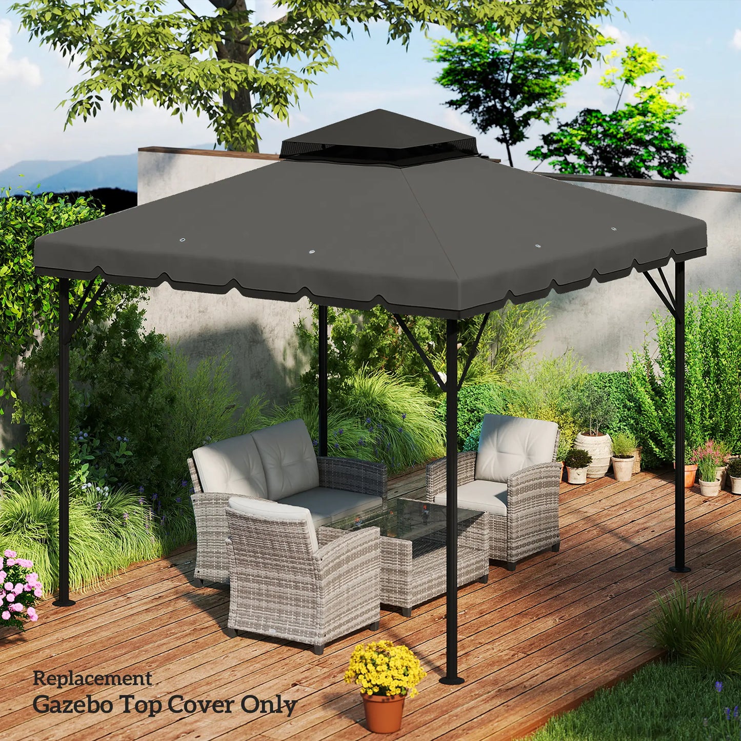 10' x 10' Gazebo Canopy Replacement, Light Grey/Dark Grey Gazebo Canopy Replacement at Gallery Canada