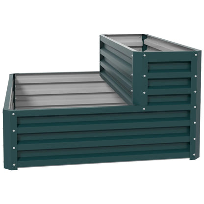 2 Tier Galvanized Raised Garden Bed, Steel Planter Box, 47" x 40" x 23", Green Raised Garden Beds at Gallery Canada